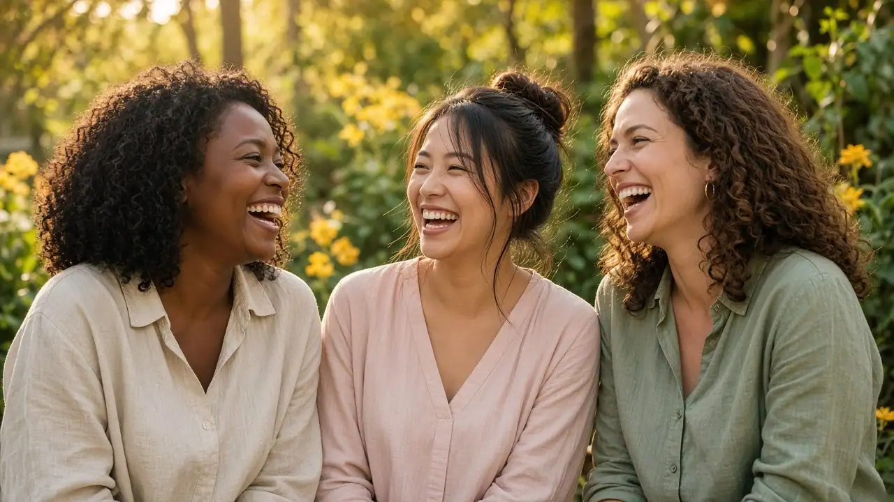 Three women sitting outdoors